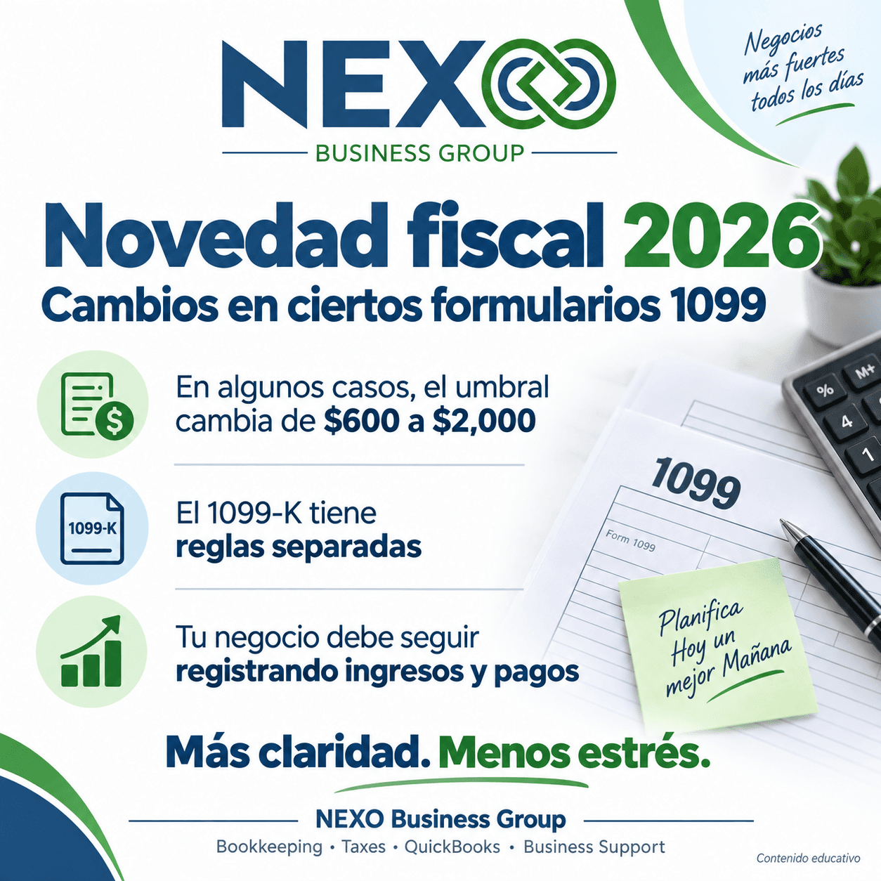 NEXO summary of changes to certain 1099 forms for 2026
